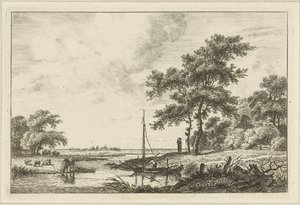 Landschaft mit Boot von Hermanus Fock