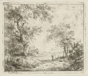 Landschaft mit Zeichner und Wanderer von Hermanus Fock