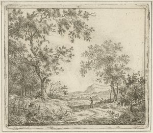 Landschaft mit Zeichner und Wanderer von Hermanus Fock