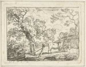 Landschaft mit zwei Kühen