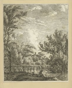 Landschaft mit Frau am Wasser von Hermanus Fock