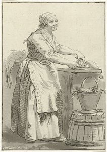 Fisch putzende Frau