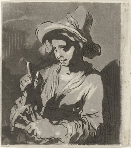 Frau mit Fächer von Hermanus Fock