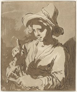 Frau mit Fächer von Hermanus Fock