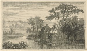 Flusslandschaft mit Anglern von Hermanus Jan Hendrik van Rijkelijkhuysen