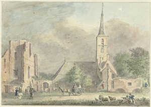 Kirche und Ruine der Abtei in Rijnsburg von Hermanus Petrus Schouten