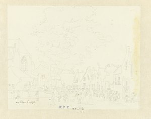 Markt im Dorf Valkenburg von Hermanus Petrus Schouten