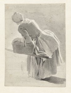 Ruhende Magd mit einem Korb, von hinten gesehen
