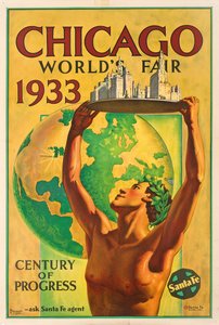 Plakat, das die Weltausstellung 1933 in Chicago bewirbt