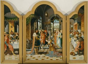 Die Geschichte von David und Bathseba, Triptychon von Herri met de (c.1510 p.1550) Bles
