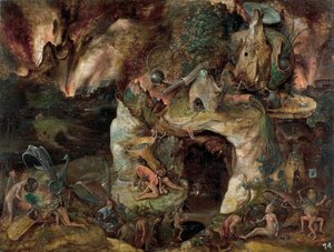 Landschaft der Hölle (um 1561) von Hieronymus (school of) Bosch