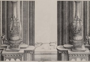 Der mittlere Abschnitt des Eingangs zum zentralen Portal, die Säulen dekoriert mit Sirenen ..., 1515