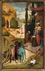 Sankt Jakobus der Ältere und der Magier Hermogene. Gemälde von Hieronymus Van Aeken (Aken) genannt Jerome Bosch (1450-1516), Öl auf Holz von Hieronymus Bosch