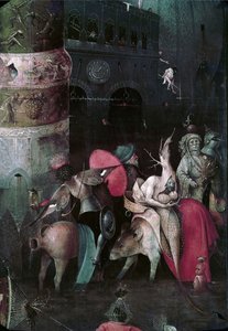 Die Versuchung des heiligen Antonius (Detail des zentralen Panels eines Triptychons), zwischen 1495 und 1515 von Hieronymus Bosch