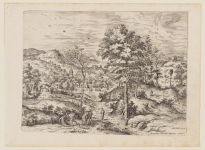 Der barmherzige Samariter, aus Landschaften mit biblischen und mythologischen Szenen von Hieronymus Cock