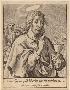 Wenn sie etwas Tödliches trinken ... (Heiliger Johannes der Evangelist) von Hieronymus Wierix