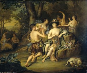 Hirten und Hirtinnen in einer Landschaft von Hieronymus van der Mij