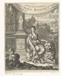 Titelseite für Index Batavicus, oder Namensverzeichnis der Batavischen und Holländischen Schriftsteller von Hillebrand van der Aa