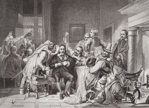 Charles I (1600-49) im Wachraum von Oliver Cromwells Soldaten beleidigt, aus 