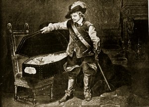 Cromwell betrachtet den Leichnam von Charles I., Illustration aus 