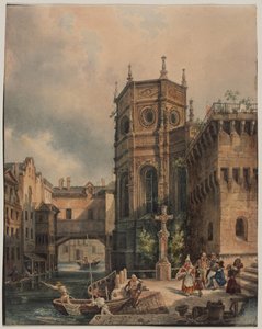 Szene an einem Kanal, erste Hälfte 1800er Jahre