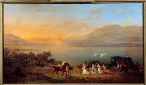 Angriff auf die Kutsche von Josephine de Beauharnais, Madame Bonaparte, am Ufer des Gardasees durch österreichische Boote, 30. Juli