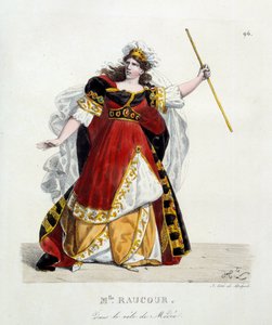 Französische Schauspielerin Mademoiselle Raucourt (gestorben 1815) in der Rolle der Medea in der Comédie Française von Hippolyte Lecomte