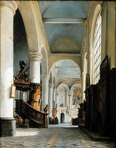 Innenraum der Kirche St. Denis, Saint-Omer, 1835 von Hippolyte Victor Valentin Sebron