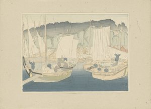 Boote im Hafen von Shiogama (Teil drei, Tōhoku Gebiet) von Hirafuku Hyakusui