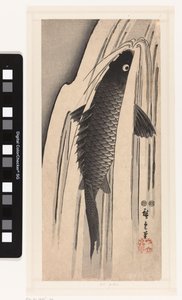 Karpfen schwimmt gegen einen Wasserfall von Hiroshige (I) , Utagawa