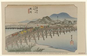 Okazaki: einer der 53 berühmten Orte am Tokaido, gemalt von Hiroshige von Hiroshige (I) , Utagawa