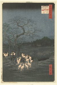 Fuchsfeuer in der Silvesternacht bei der Shozoku-Brennnessel in Oji