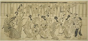 Eine Parade von Kurtisanen von Hishikawa Moronobu