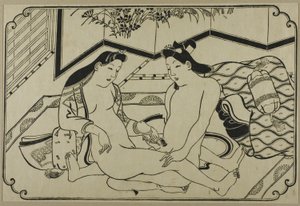 Ein Blatt aus einem Shunga-Album von Hishikawa Moronobu