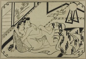 Ein Blatt aus einem Shunga-Album von Hishikawa Moronobu