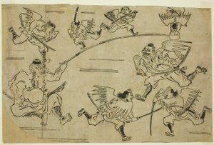 Der Tengu-König trainiert seine Schüler von Hishikawa Moronobu