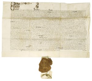 Dokument unterzeichnet von Königin Elisabeth I. mit dem königlichen großen Siegel, 1564