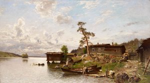 Morgenstimmung (Blick auf die Insel) von Hjalmar Munsterhjelm
