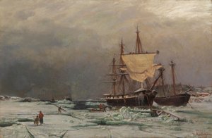 Seelandschaft mit Eisbrechern von Hjalmar Munsterhjelm