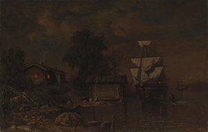 Schiffe im Mondlicht von Hjalmar Munsterhjelm