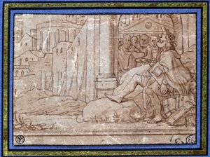 Der Weise (meditierend). Zeichnung von Hobben. 16. Jahrhundert. von Hobben