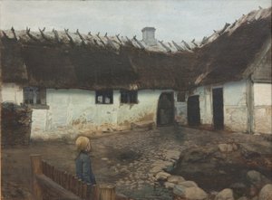 Vor einem Bauernhaus