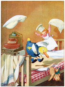 Die Diener jagten sich über die Betten, Illustration aus 