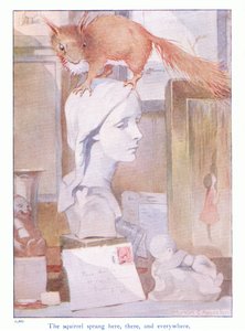 Das Eichhörnchen sprang hier, dort und überall, Illustration aus 