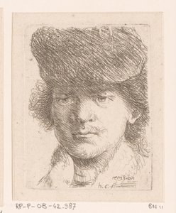 Porträt von Rembrandt mit hoher Mütze von Honoré Coussin
