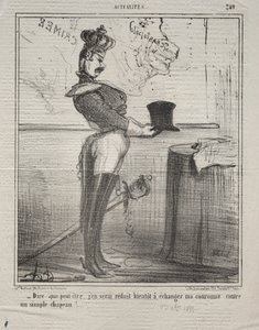 Actualités (Nr. 249): Man sagt, dass ich bald gezwungen sein werde, meine Krone gegen einen einfachen Hut zu tauschen! von Honoré Daumier