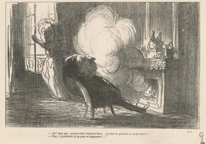 Ah! ... Wie dieser Kamin raucht ... von Honoré Daumier