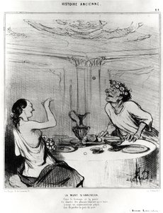 Der Tod von Anacreon, Karikatur zur Illustration eines Auszugs aus den badinen Werken von Jacques-Benigne Bossuet (1627-1704) von Honoré Daumier