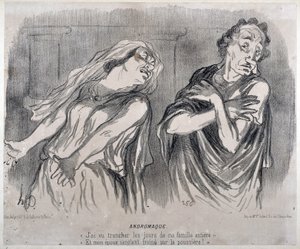Andromaque Stich von Honore Daumier (1808-1879) in Le Charivari. Palais Longchamp, Musée des Beaux Arts de Marseille. von Honoré Daumier