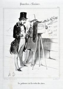 Charivari von 1840: Serie PROVERBES ET MAXIMES. Geduld ist die Tugend der Esel. MUSEE DES BEAUX ARTS - PALAIS LONGCHAMP, MARSEILLE